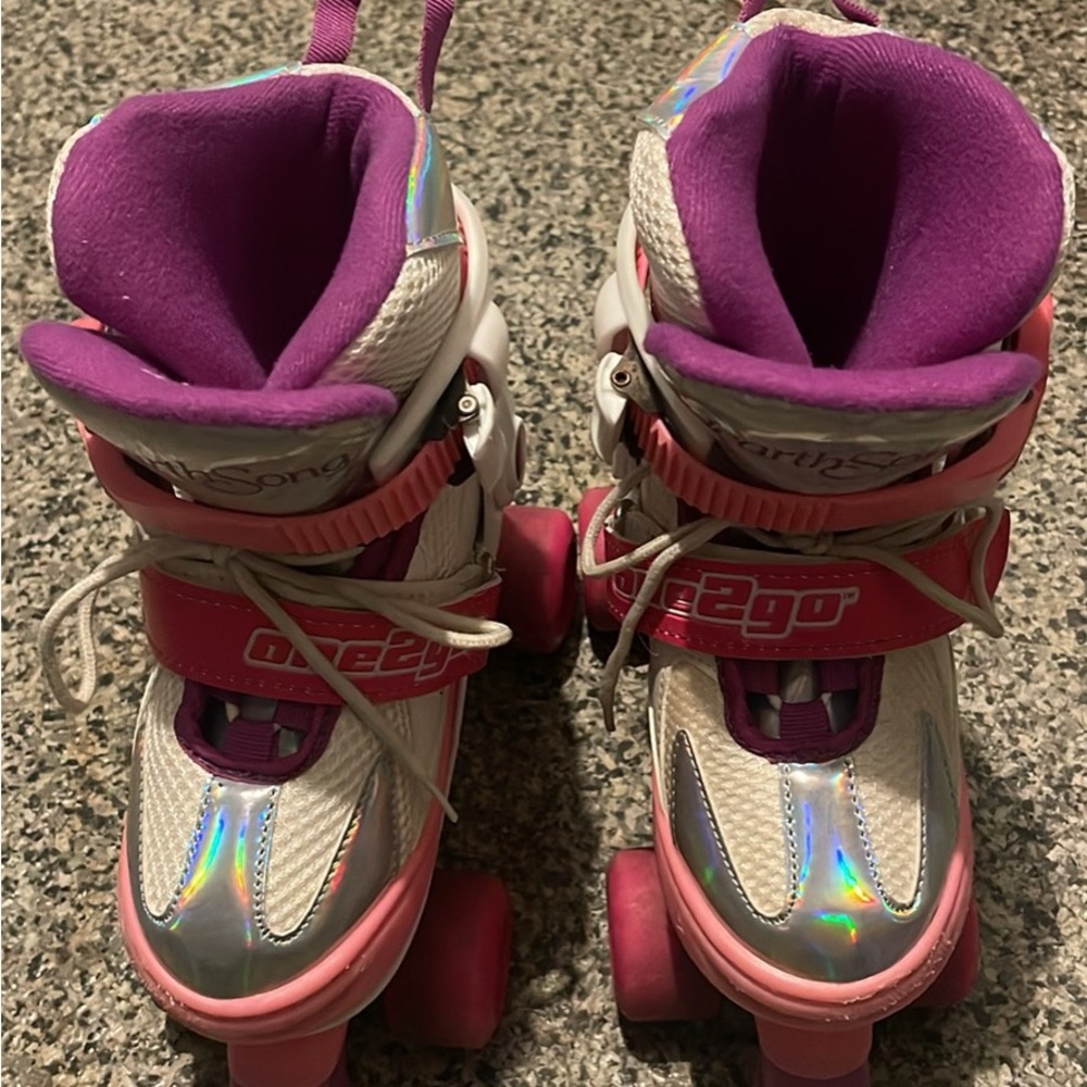Colorful Roller Skates with Pink and Purple Accents